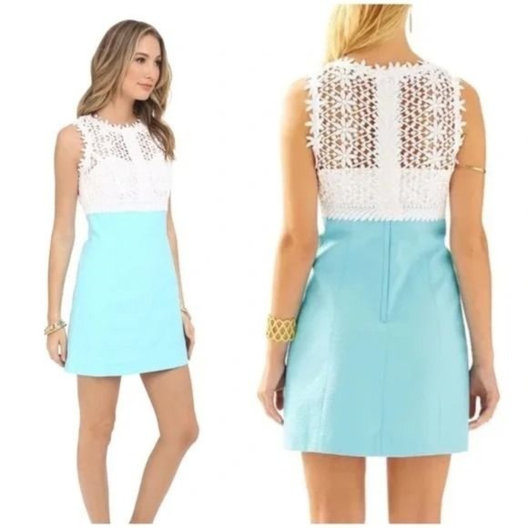 Lilly Pulitzer Dresses & Skirts - Lilly Pulitzer Crochet Lace Breakers Shift Dress in Breakwater Blue 8 Fits 6